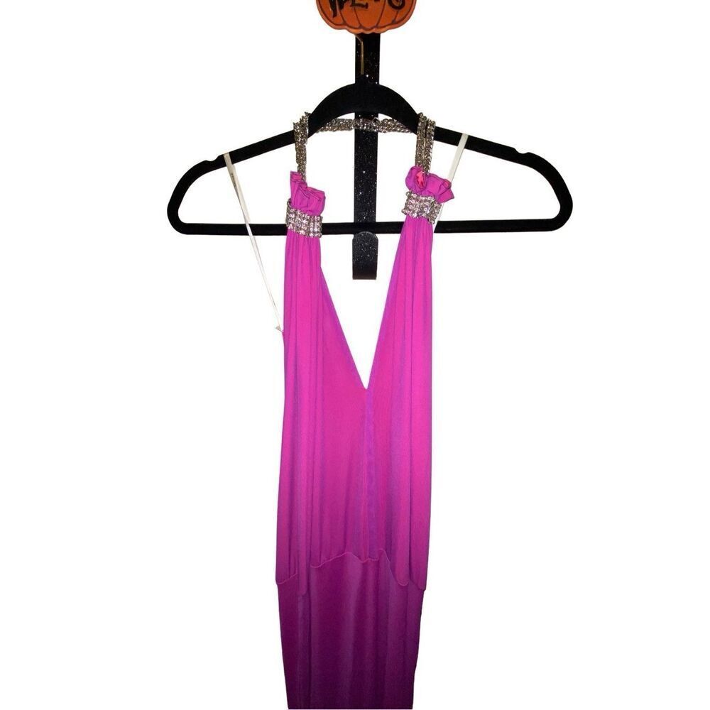 Savee Couture Womens Small Laguna Beach Y2k Halter Maxi Dress Fushia NWT